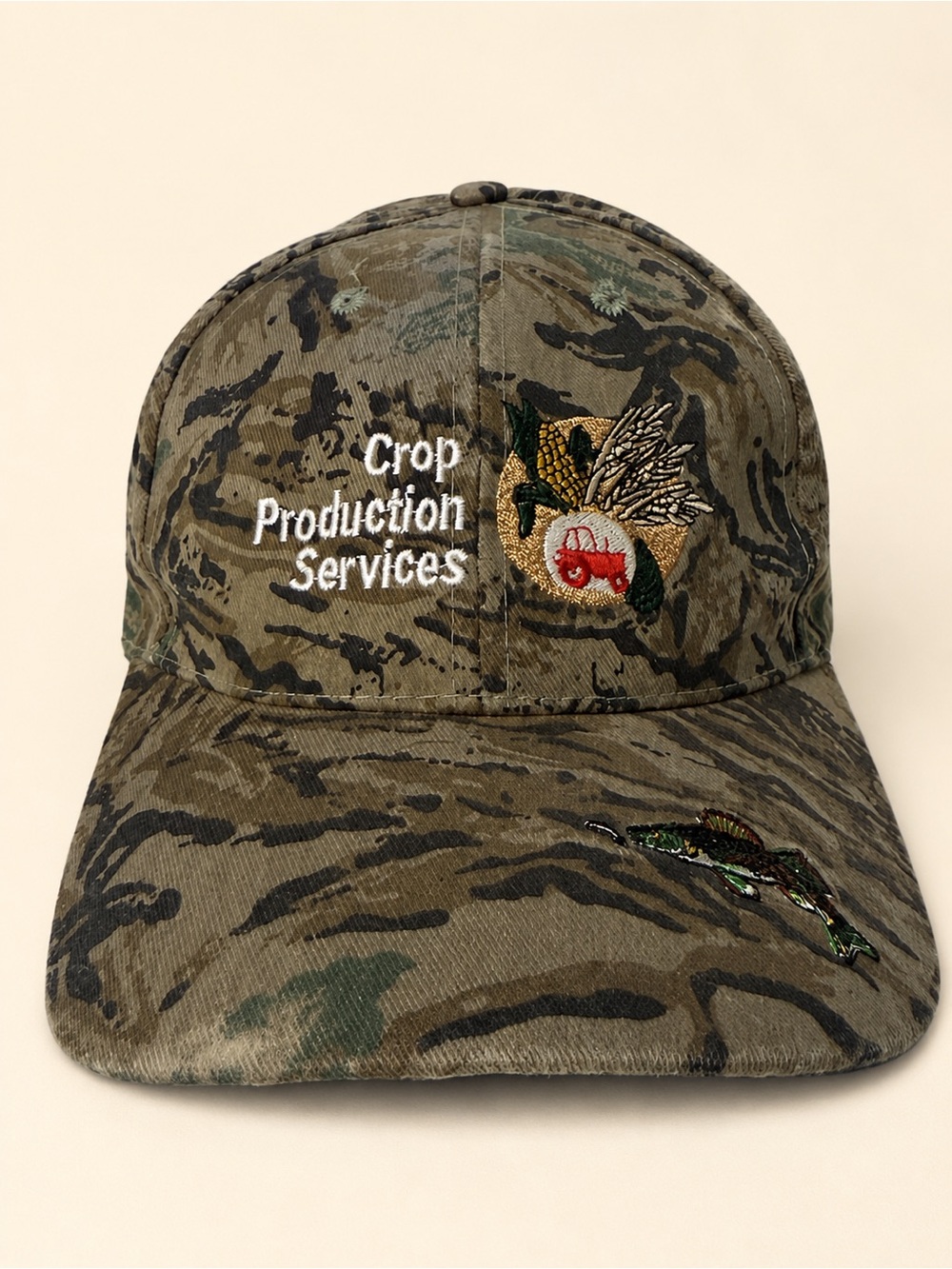 Vintage Crop Production Services Camo Fish Farm Adjustable Hat